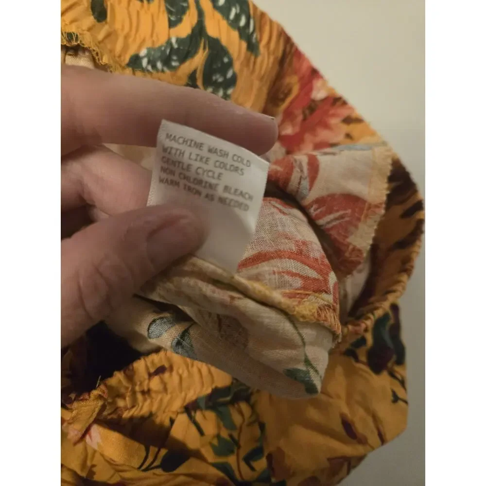 Rachel Rachel Roy Shorts Womens S Floral Linen Blend Belted Mustard Tropical NWT